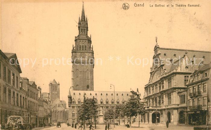 Gand Belgien Le Beffroi et le Théâtre flamand Glockenturm Theater