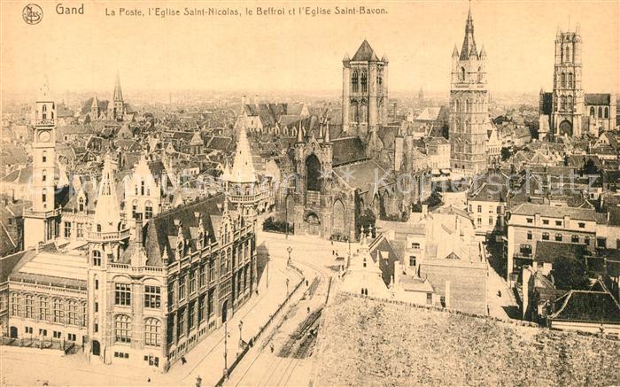 Gand Belgien Panorama La Poste Eglise Saint Nicolas le Beffroi Eglise Saint Bavo