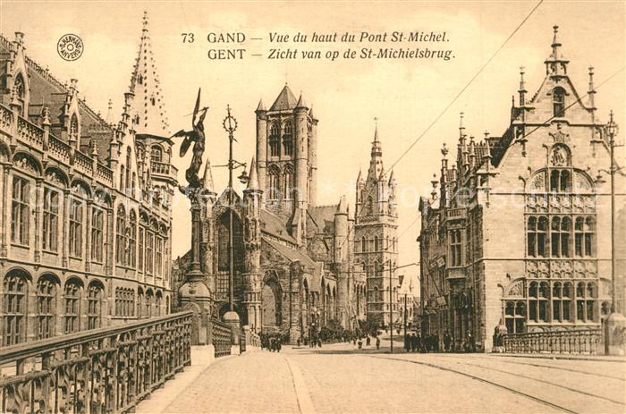 Gand Belgien Cathedrale vue du haut du Pont Saint Michel