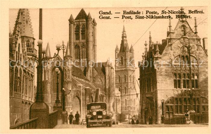 Gand Belgien La Poste Eglise Saint Nicolas le Beffroi