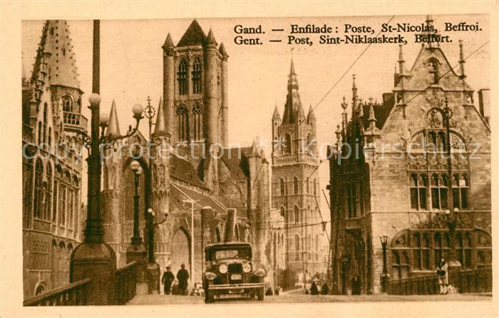 Gand Belgien La Poste Eglise Saint Nicolas et le Beffroi