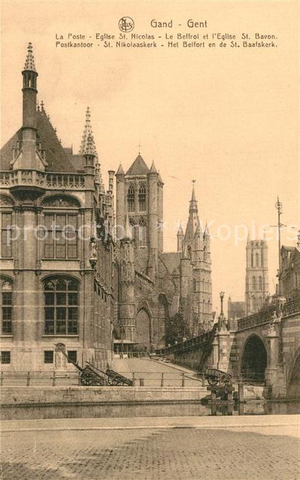 Gand Belgien La Poste Eglise Saint Nicolas le Beffroi Cathedrale Saint Bavon