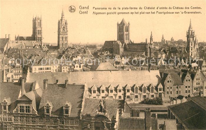 Gand Belgien Panorama du centre de la ville Chateau des Comtes Cathedrale