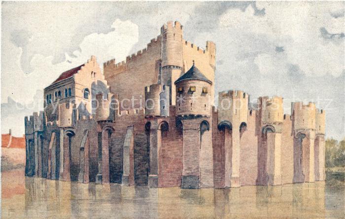 Gand Belgien Chateau des Comtes Peinture Kuenstlerkarte