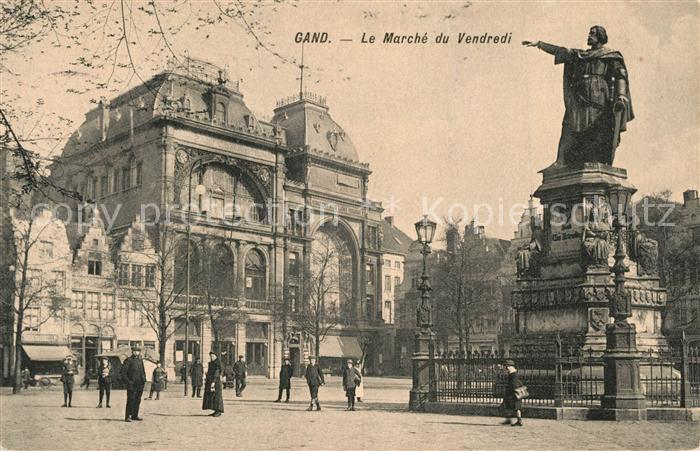 Gand Belgien Marché du Vendredi Monument Statue