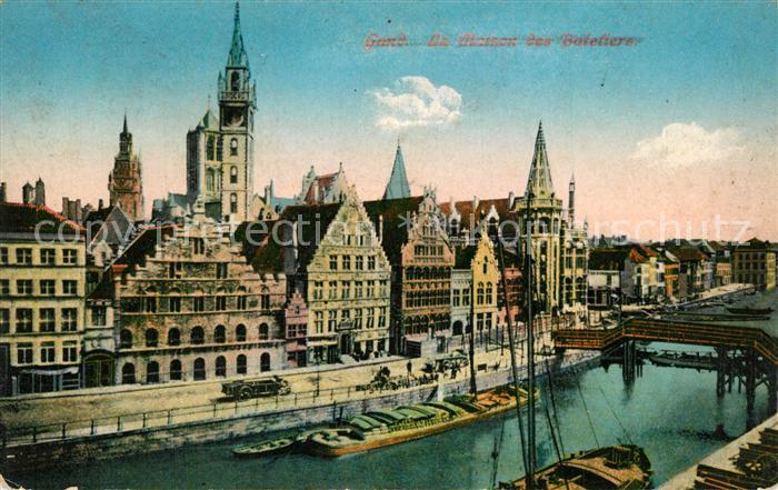 Gand Belgien La Maison des Bateliers Quai aux Herbes Bateaux