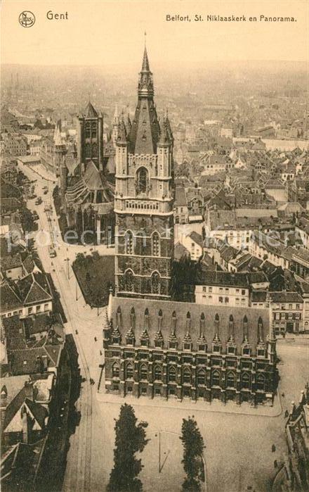 Gent Gand Flandre Belfort St Niklaaskerk en Panorama