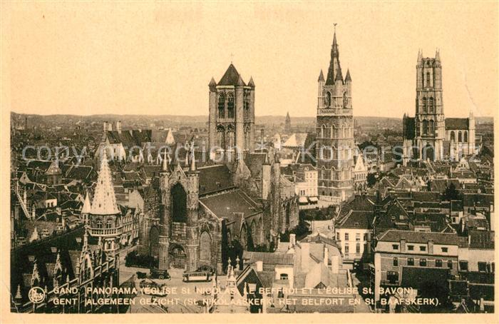 Gand Belgien Panorama de la ville Eglise Saint Nicolas le Beffroi Eglise Saint B