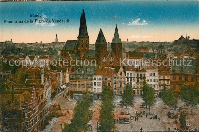 Gand Belgien Panorama de la Place de Vendredi