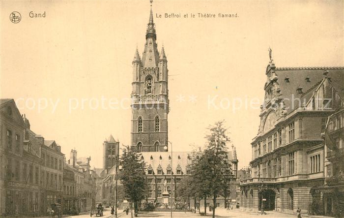 Gand Belgien Le Beffroi et le Théâtre flamand Glockenturm Theater