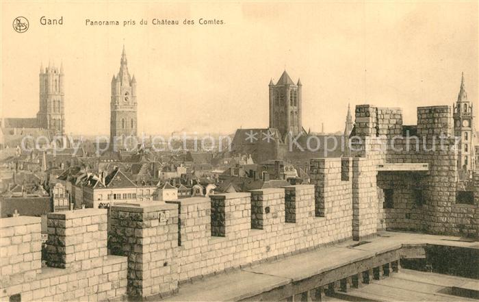Gand Belgien Panorama pris du Chateau des Comtes