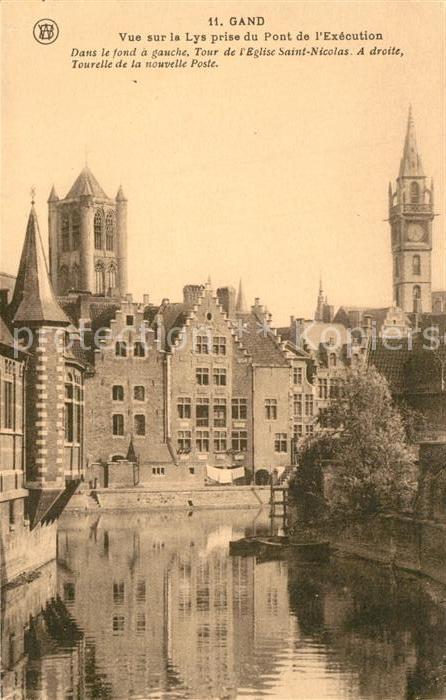 Gand Belgien Vue sur la Lys prise du Pont de l'Exécution Eglise Saint Nicolas