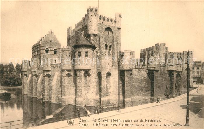 Gand Belgien Chateau des Comtes de Flandre vu du Pont de la Décapitation