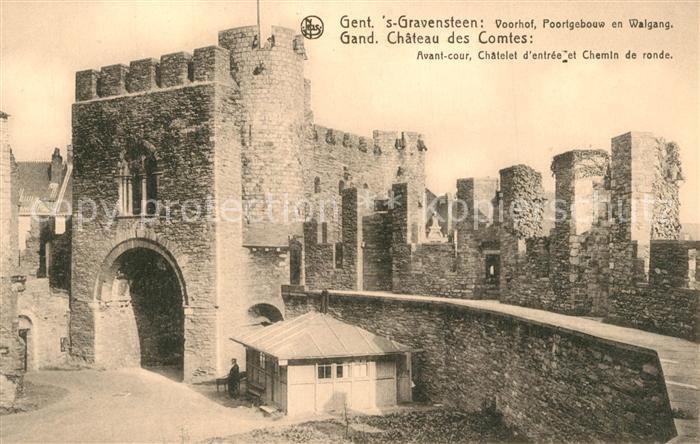 Gand Belgien Chateau des Comtes de Flandre Chatelet d entrée Chemin de ronde