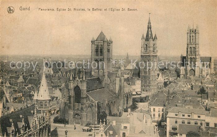 Gand Belgien Panorama Eglise Saint Nicolas le Beffroi Cathedrale Saint Bavon
