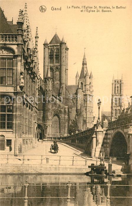 Gand Belgien La Post Eglise Saint Nicolas le Beffroi Cathedrale Saint Bavon Seri