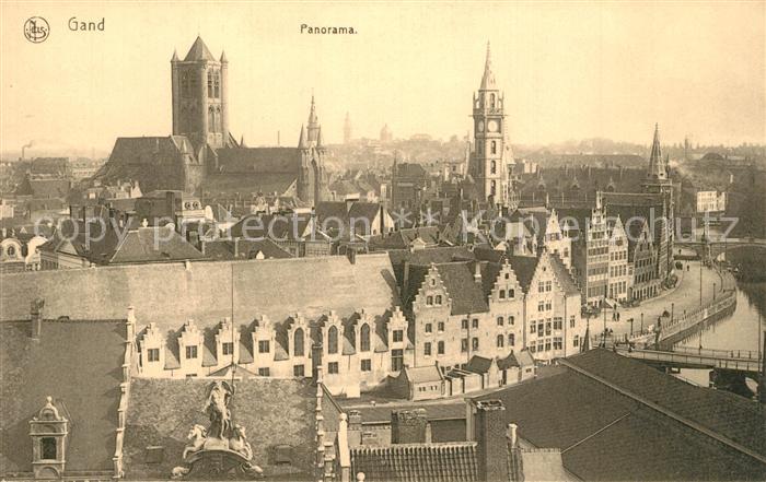 Gand Belgien Panorama de la ville Cathedrale Beffroi Quai aux Herbes Serie 3 No