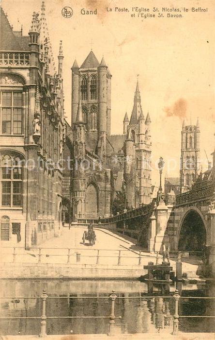 Gand Belgien La Poste Eglise Saint Nicolas Beffroi Cathedrale Saint Bavon