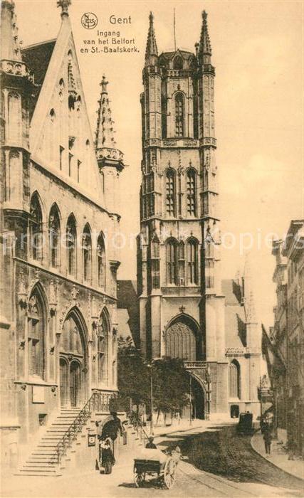 Gent Gand Flandre Ingang van het Belfort en St Baaskerk