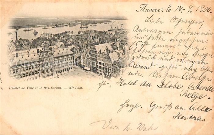 Anvers Antwerpen Hotel de Ville et le Bas Escaut