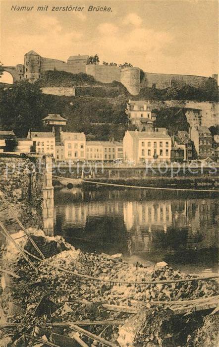 Namur Wallonie mit zerstoerter Bruecke