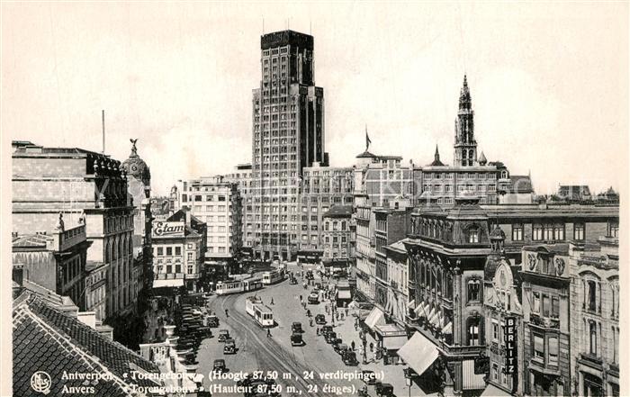 Anvers Antwerpen Torengebouw Strassenbahn