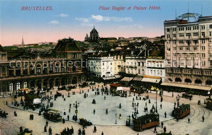 Bruxelles Bruessel Place rogier et Palace Hotel Strassenbahnen