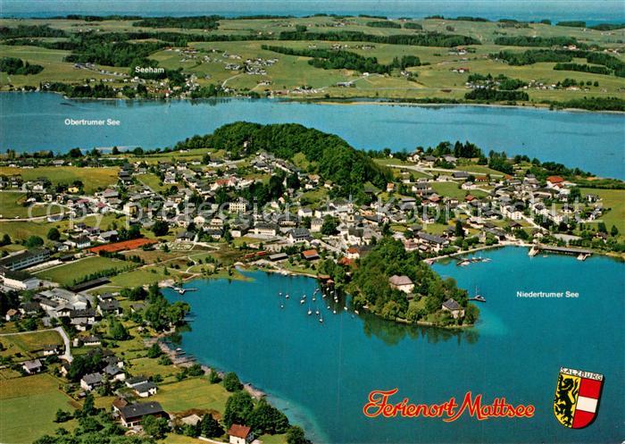 Mattsee Salzburg Fliegeraufnahme Ober- und Niedertrumer See