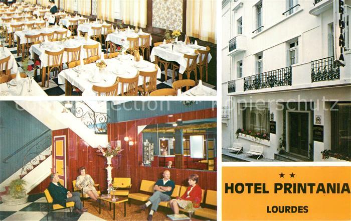 Lourdes Hautes Pyrenees Hotel Printania Speisesaal Aufenthaltsr