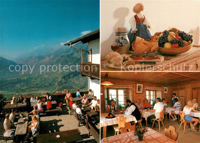 Schenna Meran Jausenstation Zmailerhof Terrasse Gaststube