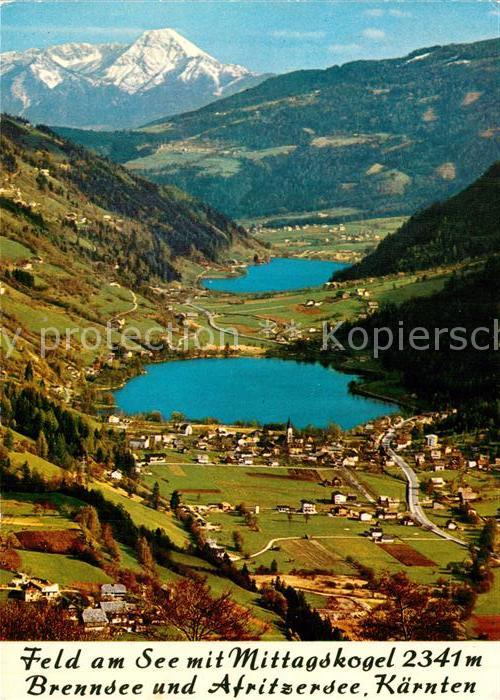 Feld See Fliegeraufnahme mit Mittagskogel Brennsee und Afritzersee