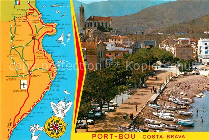 Port Bou Gebietskarte Kirche Promenade Bootsliegeplatz