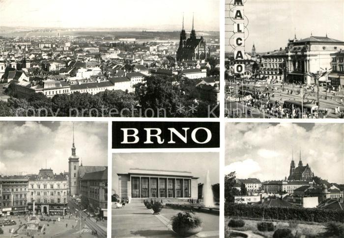 Brno Bruenn Pohled ze Spilberku Hlavni nadrazi Namsti Svobody Janackovo divadlo