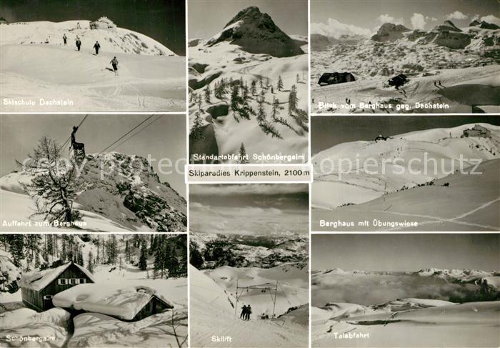 Krippenstein Dachstein Schoenbergalm Berghaus uebungswiese Gondelbahn Skilift Ta