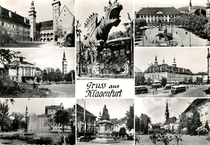 Klagenfurt Woerthersee Schloss Drachenskulptur Park Denkmal Ortspartien