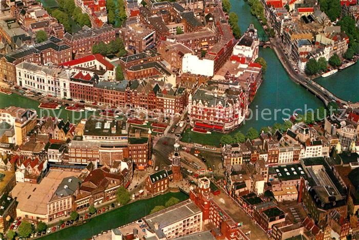 Amsterdam Niederlande Muenzturm mit Muenzplatz Fliegeraufnahme