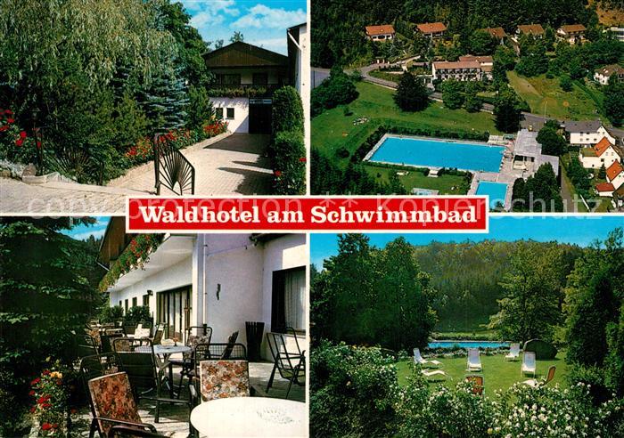 Holzhausen Huenstein Waldhotel am Schwimmbad Terrasse Liegewiese