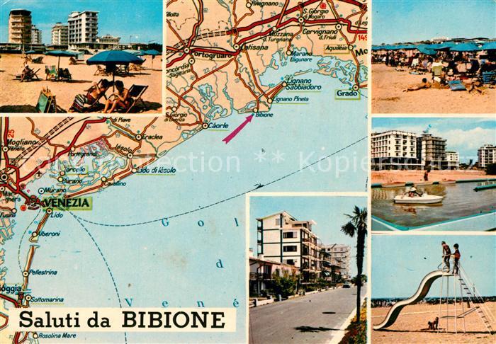 Bibione Hotels Strand Kueste Strassenkarte Carta Automobilistica