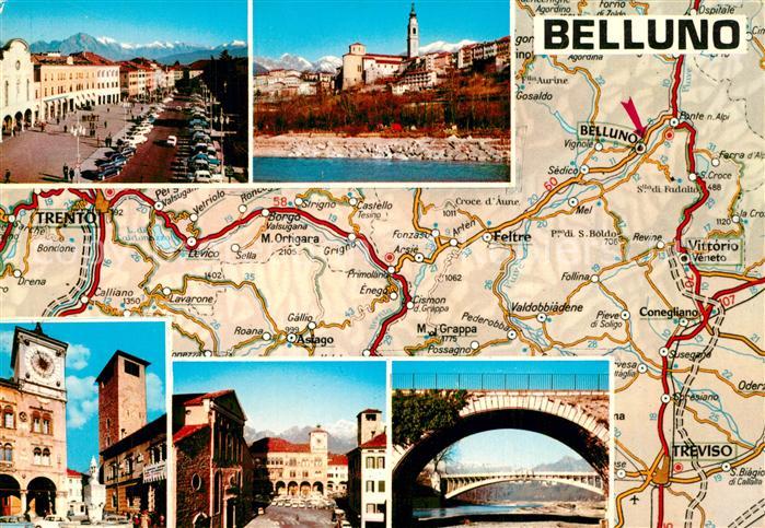 Belluno Teilansichten Bruecke Strassenkarte Landkarte Carta Automobilistica