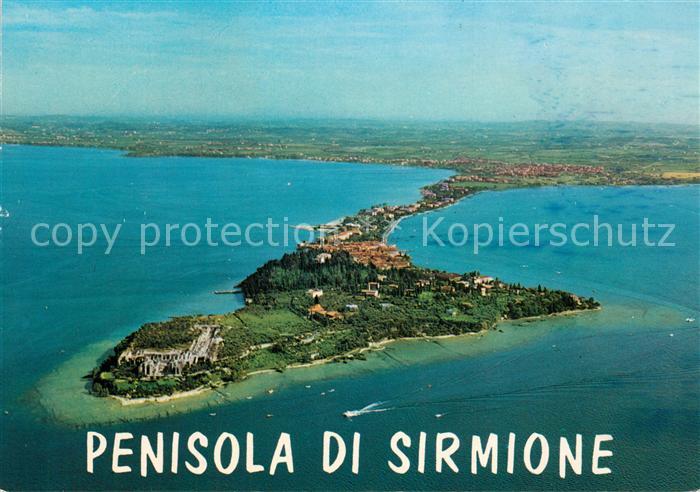 Sirmione Lago di Garda Penisola Halbinsel Fliegeraufnahme