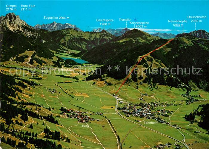 Tannheim Tirol Tannheimertal Alpenpanorama Fliegeraufnahme