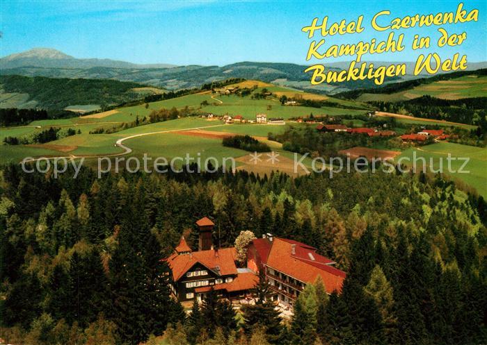 Kampichl Hotel Czerwenka Landschaftspanorama Bucklige Welt Fliegeraufnahme