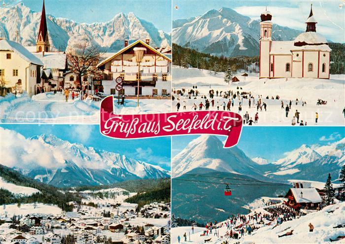 Seefeld Tirol Dorfstrasse Seekircherl Blick gegen Hocheder und Rosshuette Alpenp