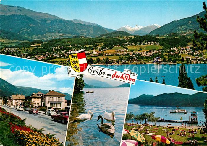Seeboden Millstaettersee Panorama Hauptstrsse Schwaene Badestrand