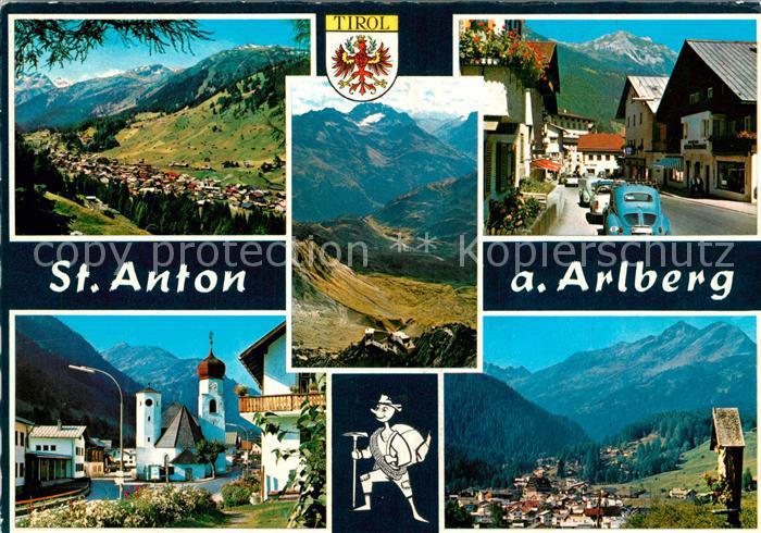 St Anton Arlberg Gesamtansicht mit Alpenpanorama Ortsmotiv mit Kirche Wegekreuz