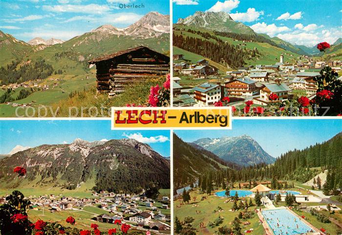 Lech Vorarlberg Gesamtansicht mit Alpenpanorama Freibad