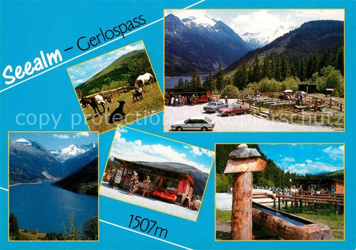 Gerlos Kiosk Seealm Holzbrunnen Pferdekoppel See Alpenpanorama