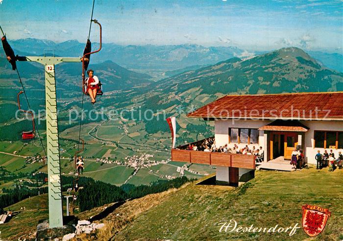 Westendorf Tirol Sessellift Bergstation Berggasthaus Chor Fernsicht Alpenpanoram