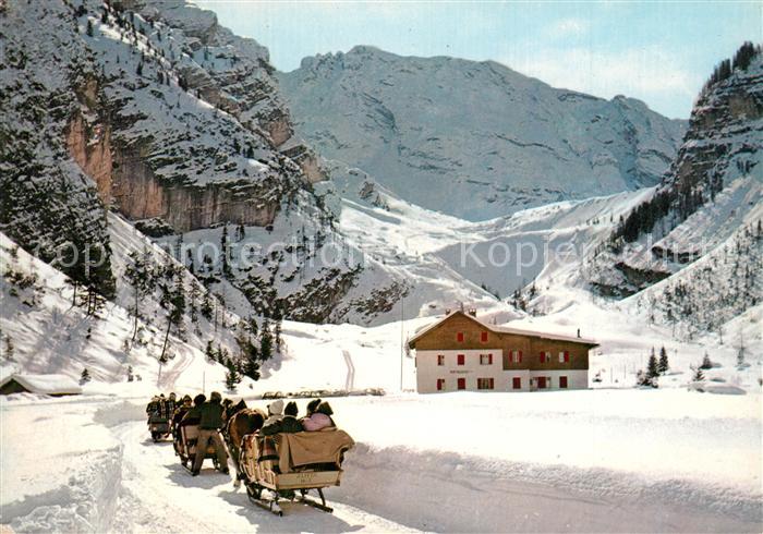 San Vigilio di Marebbe Rifugio Pederue Col Becchei Pferdeschlitten Winterlandsch