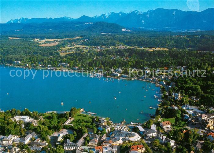Velden Woerthersee Fliegeraufnahme Seepartie Karawanken Hochobir Koschuta